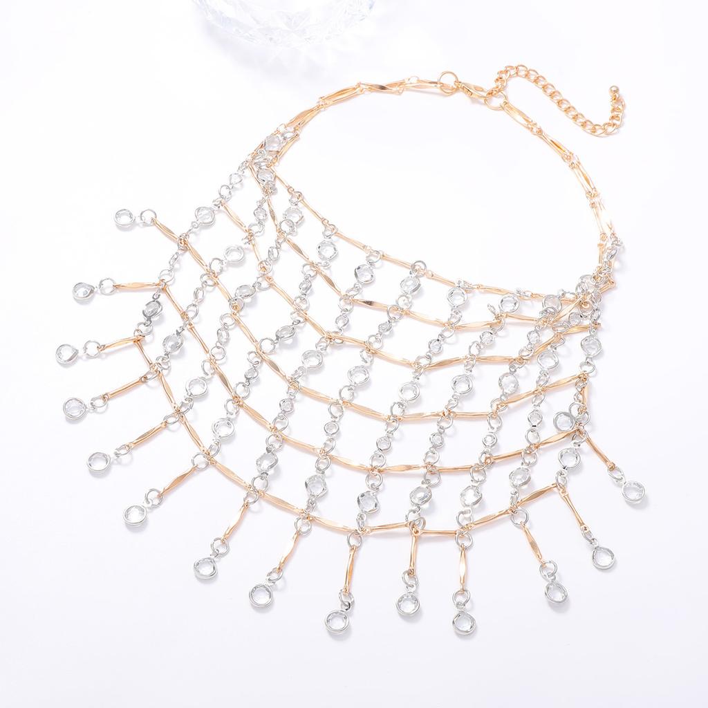Luxury High Sense Creative Design Heavy Industry Fishing Net Full of Diamonds Multi-layer Necklace Elegant Fashion Banquet Woman