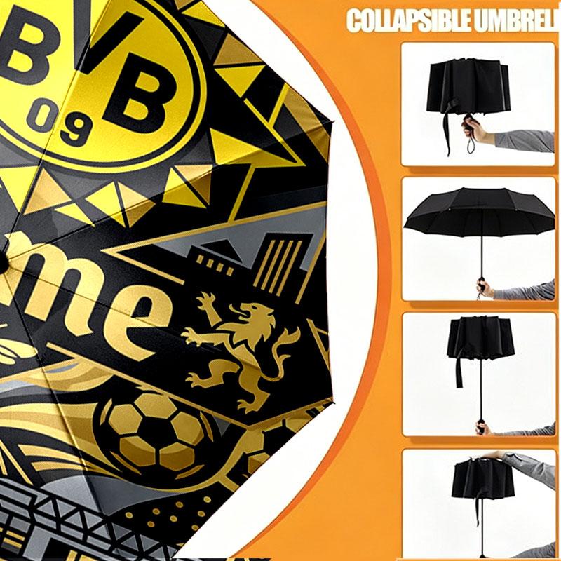 Custom Name Personalized Borussia Dortmund Bvb Print Umbrella, Auto Open Close, 8‑Rib Sturdy Frame, Commute Camping Hiking Use, Birthday Gift