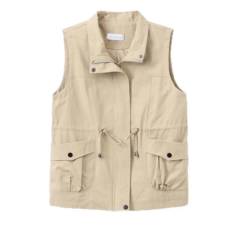 

Женский весенний однотонный повседневный жилет для мам среднего возраста, свободные простые топы для поездок на работу L