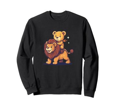 Roar and Giggles: Teddy Bear Rides Lion for Laughs Trainer