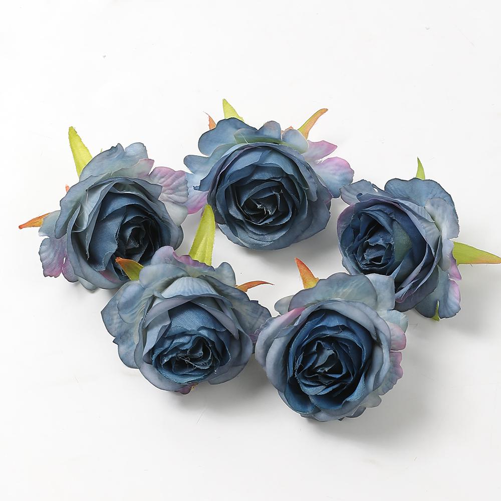 5 Stück Mix Blau Künstliche Blumenkopf Für Hochzeitsdekoration Heimdeko DIY Geburtstagsbuchstaben Weihnachtskranz Bastelarbeiten Kunstblume