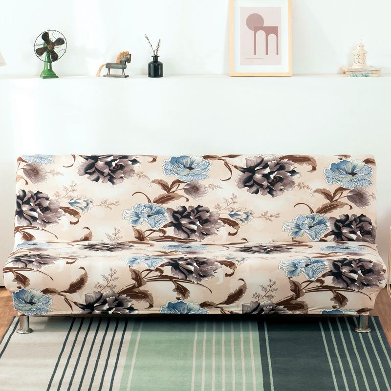 Flower Futon Cover Stretch Armless Futon Sofa Cover Soft Futon Slipcover with Elastic Bottom Sofa Bed Furniture Protector Covers for Washable Futon