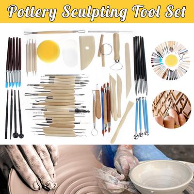 Clay Sculpting Kit Sculpt Smoothing Wax Carving Pottery Ceramic Tools Wooden Pottery Polymer Shapers Modeling Carved Tool Ceramic Clay Tools Set 27 Pieces