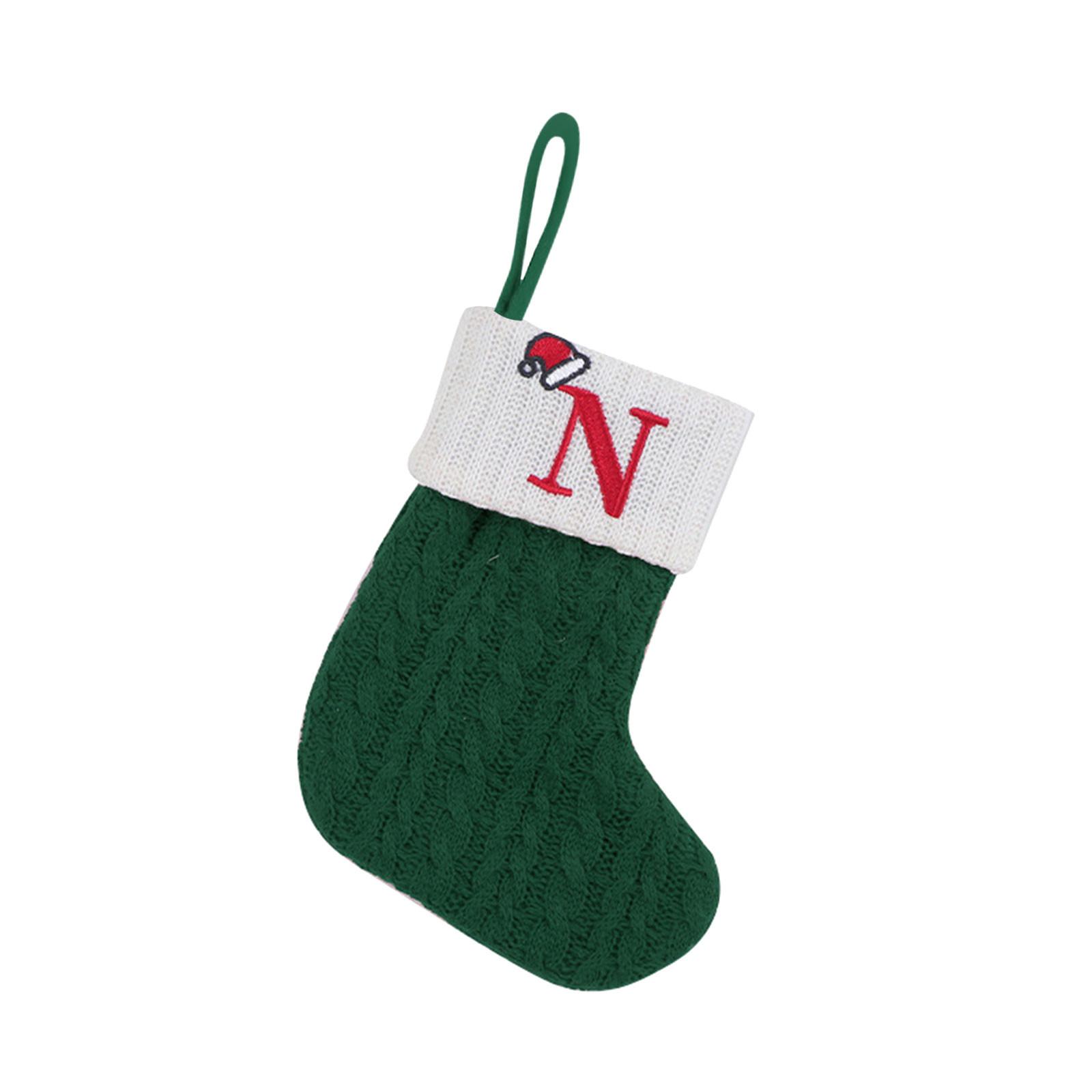 Christmas Stockings Small Embroidered Letter Knitted Xmas Hanging Stocking Decorations Christmas Party Decor