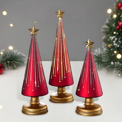 Yousheng 1/3 st Julgransdekor med LED-ljus Inbyggd timer Gradient Julgransskulpturer Festlig heminredning