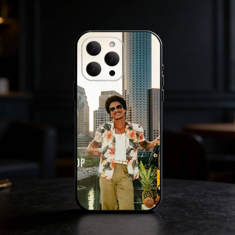 Singer B-Bruno Mars Phone Case For iPhone 17,16,15,14,13,12,11 Plus,Pro,Max,Mini Silicone black Soft Cover