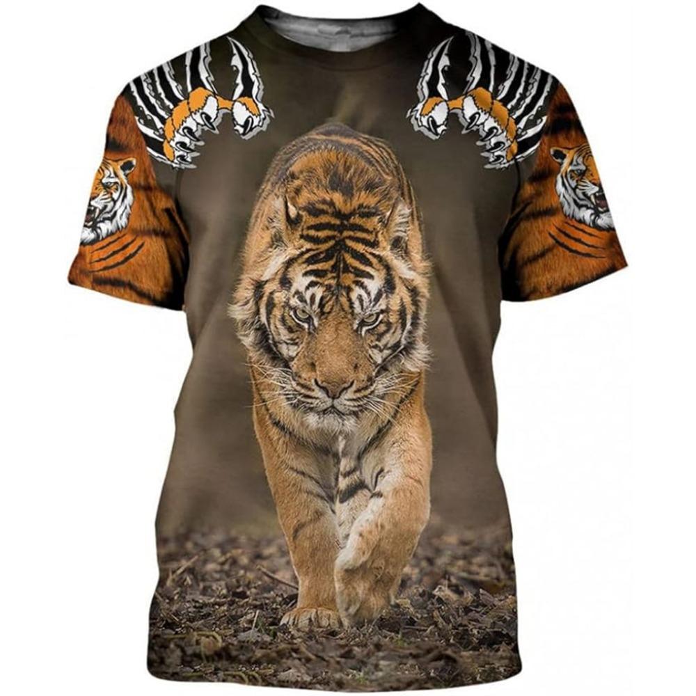 Fashion Tiger 3D Print Summer Fashion Popular T Shirt Casual Men's Street Hip-Hop Short Sleeve T-shirt Harajuku Y2k Loose Top
