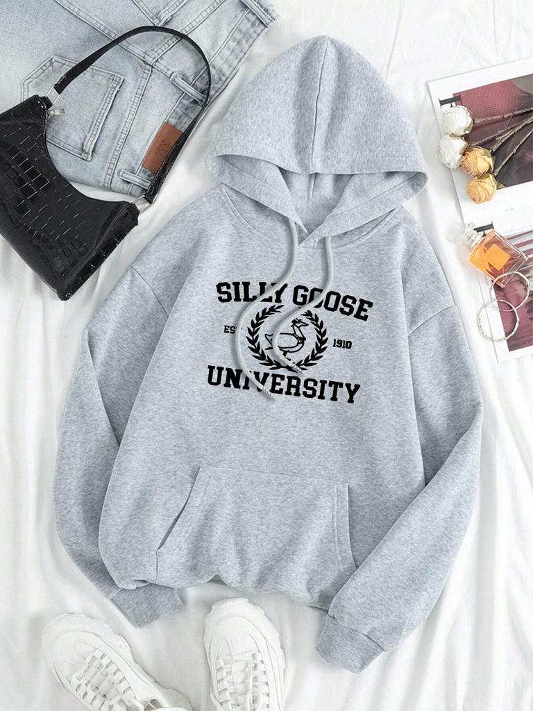 Silly Goose Est 1910 University Hoody Men Women Autumn Streetwearstreetwear O-Neck Casual Pullover Street Fleece 2024 New Hoodie