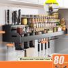Modern Ink Black Wall-Mounted Kitchen Storage Rack