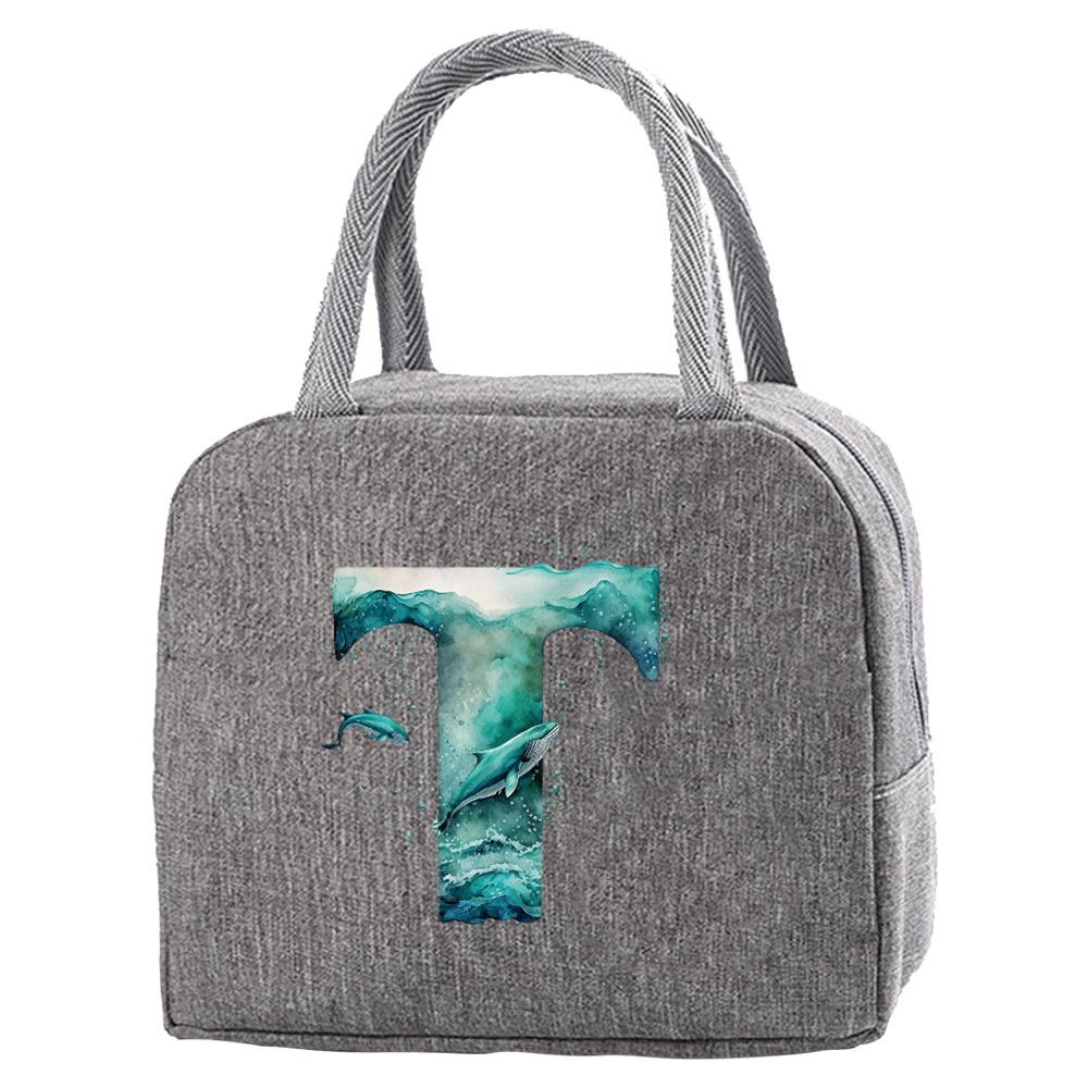 Wasserdichte Oxford Reißverschluss Isolierte Lunchtasche Tragbar Lebensmittelisolierung für Erwachsene Reisen Fisch Buchstaben Druck Box Picknick