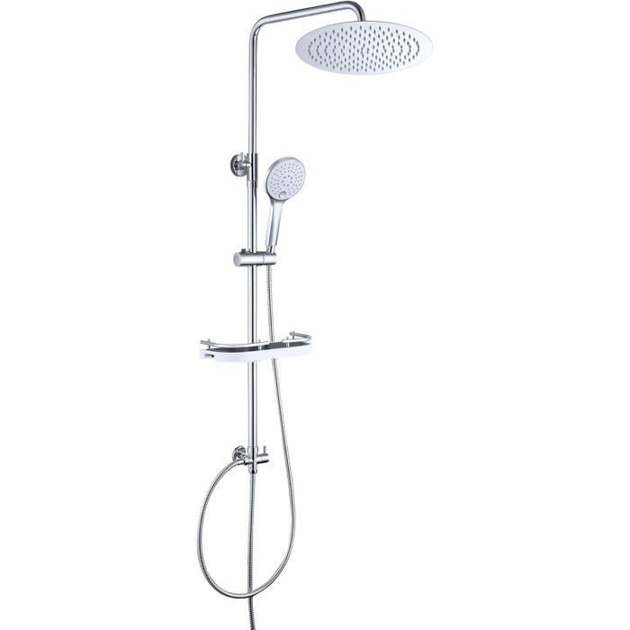 Colonne de douche réglable - JOHO - Système de douche anti-calcaire - Flexible lisse 1,5 m - Économie d'eau