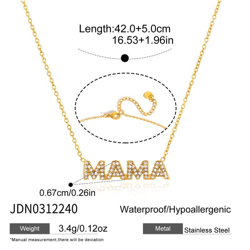 

MAMA Letter Gold PVD Plated Bracelet for Women Zircon Charm Minimalist Jewelry for Family Gift