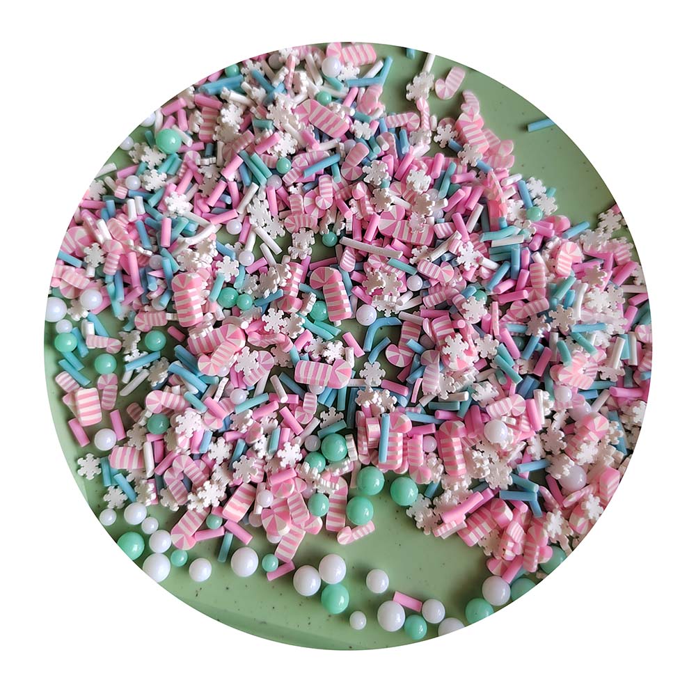 Candy Cane Snowflake Balls Polymer Clay Slices Mix Christmas Clay Sprinkles, Clays for Resin Crafts and Slime Supplies