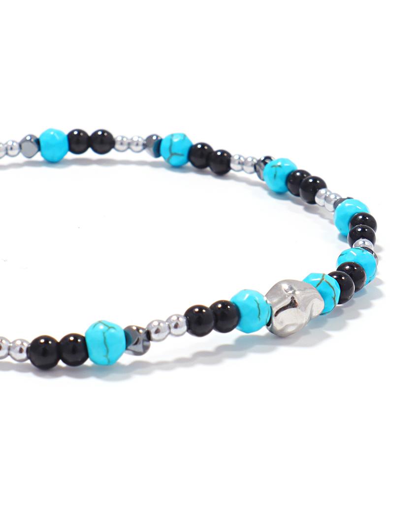 Polalita Turquoise Black Onyx Silver Hema Bracelet (Plt-Br-129_Bk)