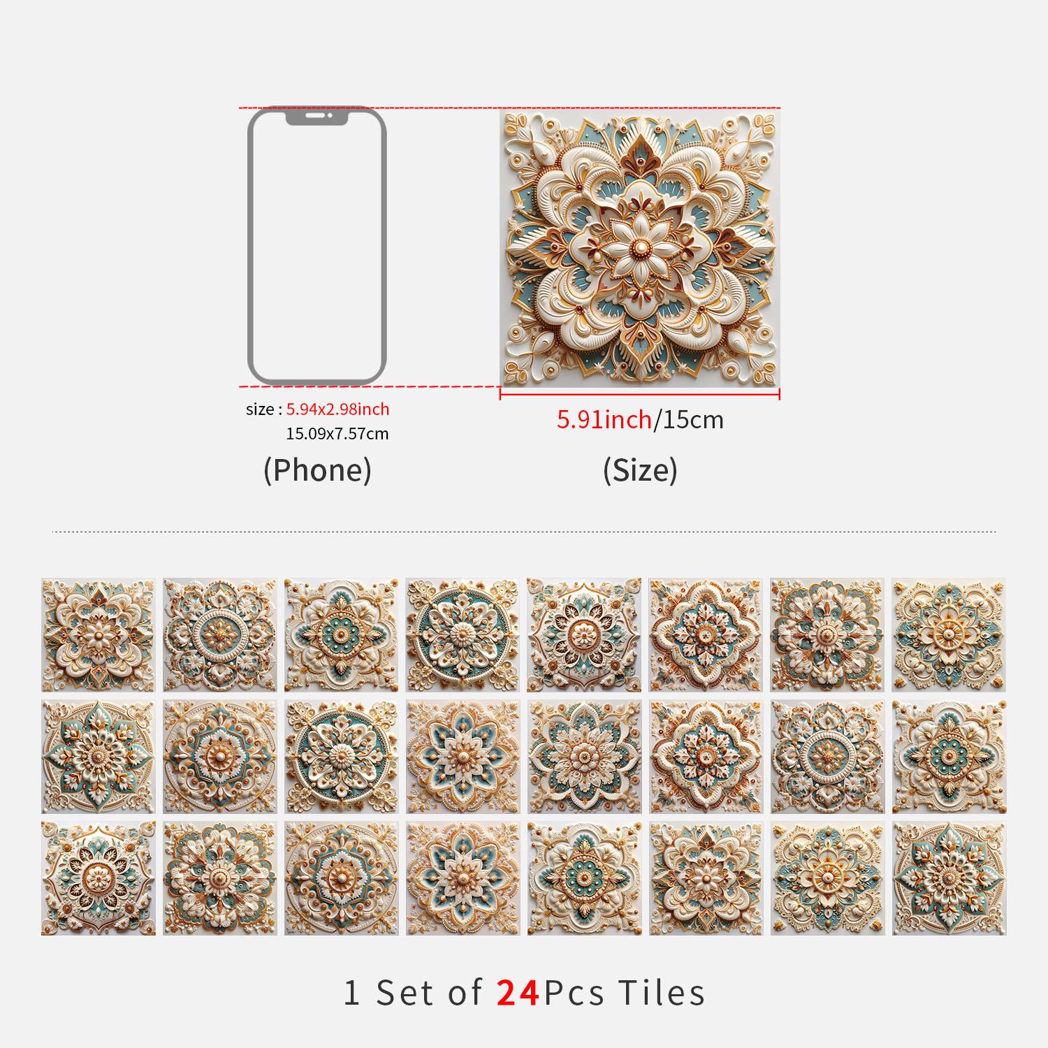 

24 шт./компл. мексиканская плитка на фартук, наклейки на стену для кухни и ванной комнаты, утолщенные водонепроницаемые и съемные самоклеящиеся обои 15*15cm 24Pcs