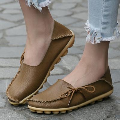 Women's Loafers Shoes Genuine Leather Women Flats Moccasins Flat Shoes Slip On Nurse Shoe Casual Ladies Shoes Plus Size