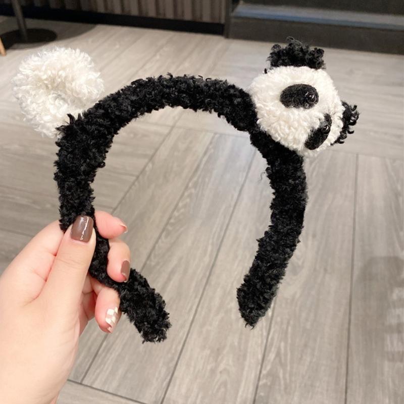 Plüsch-Panda-Form Haarspange/Haargummi/Stirnband Weihnachten Karneval Haargummi für Damen Teenager beim Fotografieren Rutschfest