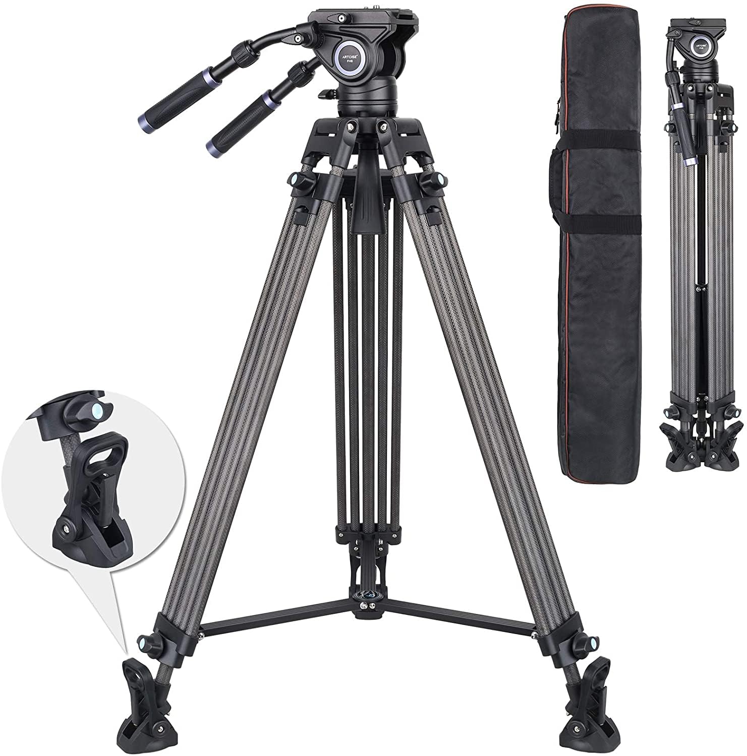 

Профессиональный карбоновый видеоштатив, максимальная нагрузка 185 см, максимальная высота 6 кг, большой штатив с переносной сумкой, телескопическая поддержка, вращение, очень устойчивый для съемок