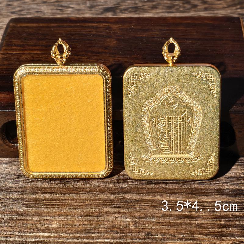 Tibetan Thangka Titanium Steel Gold Silver Pendant: Single/Double-Sided Benming Buddha Amulet