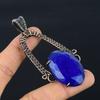 Blue Sapphire Pendant, Handmade Gemstone Pendant, 999 Copper Wire Wrapped Pendant Antique Jewelry, For Engagement Gift