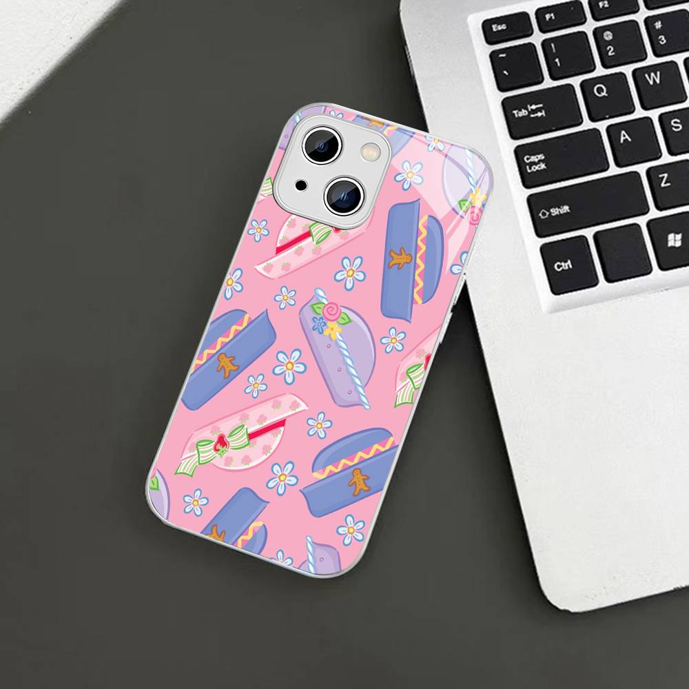 S-Strawberry-shortcake Girl Tempered Glass For Iphone 14 13 12 11 Pro Mini XS MAX 14Plus X XS XR Cover