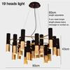 American Style LED Chandelier Living Room Decoration Metal Tube Black Gold Pipe Hanging Lamp Kitchen Indoor Lighting Fixture
