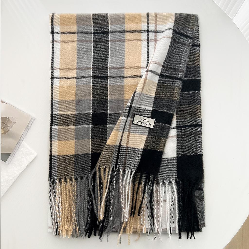New high-end atmosphere plaid autumn and winter versatile scarf women's winter Korean version imitation cashmere student warm scarf