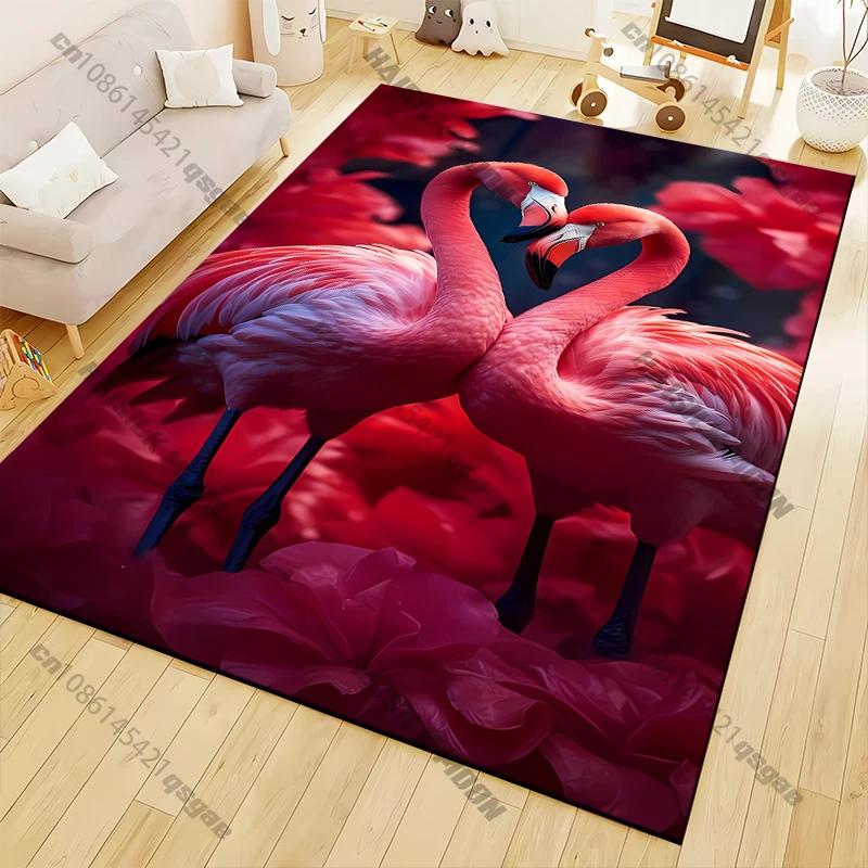 Multiple Sizes Flamingo and Love Pattern Carpets Bedroom Play Mats Rug Bedroom Decor Carpet Livingroom Rug Crawl Mat