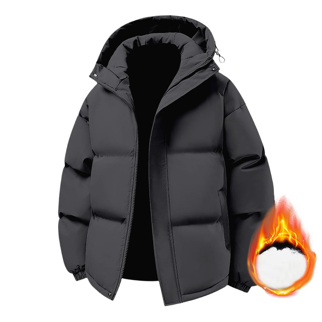 Men's Oversized Casual Down Jacket With Long Sleeves And Hood