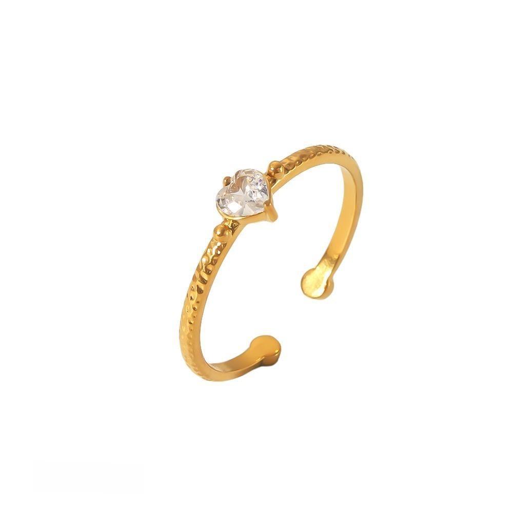 

No Ip Stainless Steel Open Ring With Cubic Zirconia For Women Fashion Jewelry Style B