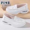 Women's Summer Cowhide Nurse Shoes: Breathable, Soft-Sole, Non-Slip Air Cushion Work Shoes for Comfort