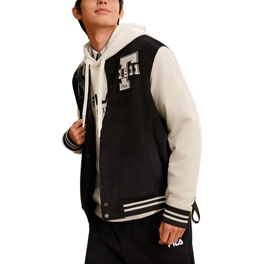 Fila Original Series Casual Sports Letter Long Sleeve Baseball Jacket Men Jackets Black F51M449501F-BK