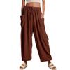 Women High Waist Loose Pleated Wide Leg Casual Long Pants