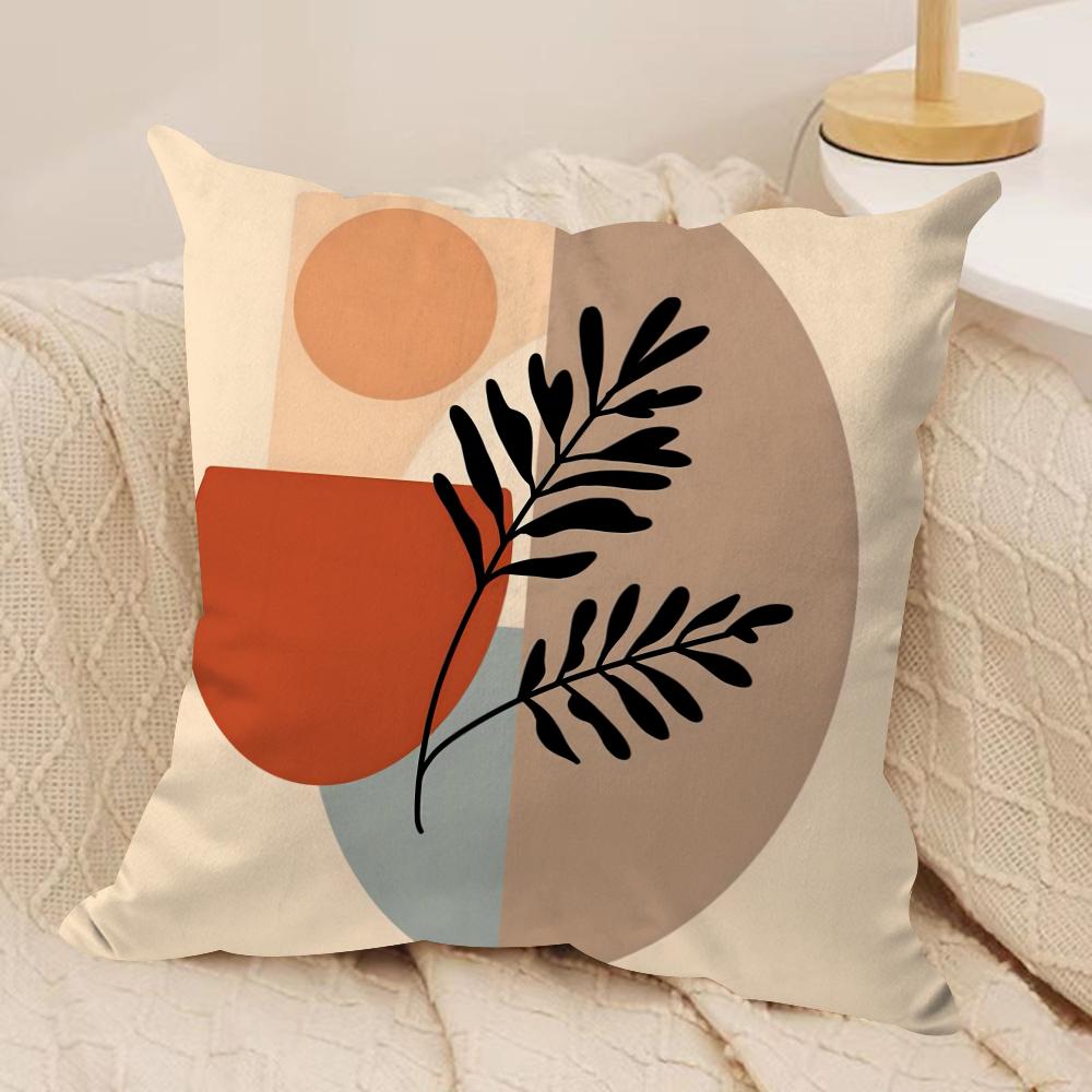 Rustic Geometric Floral Cushion Cover Soft Plush Fabric DoubleSided Printed Sofa Cushion Cover for All Seasons Home Decor Gift