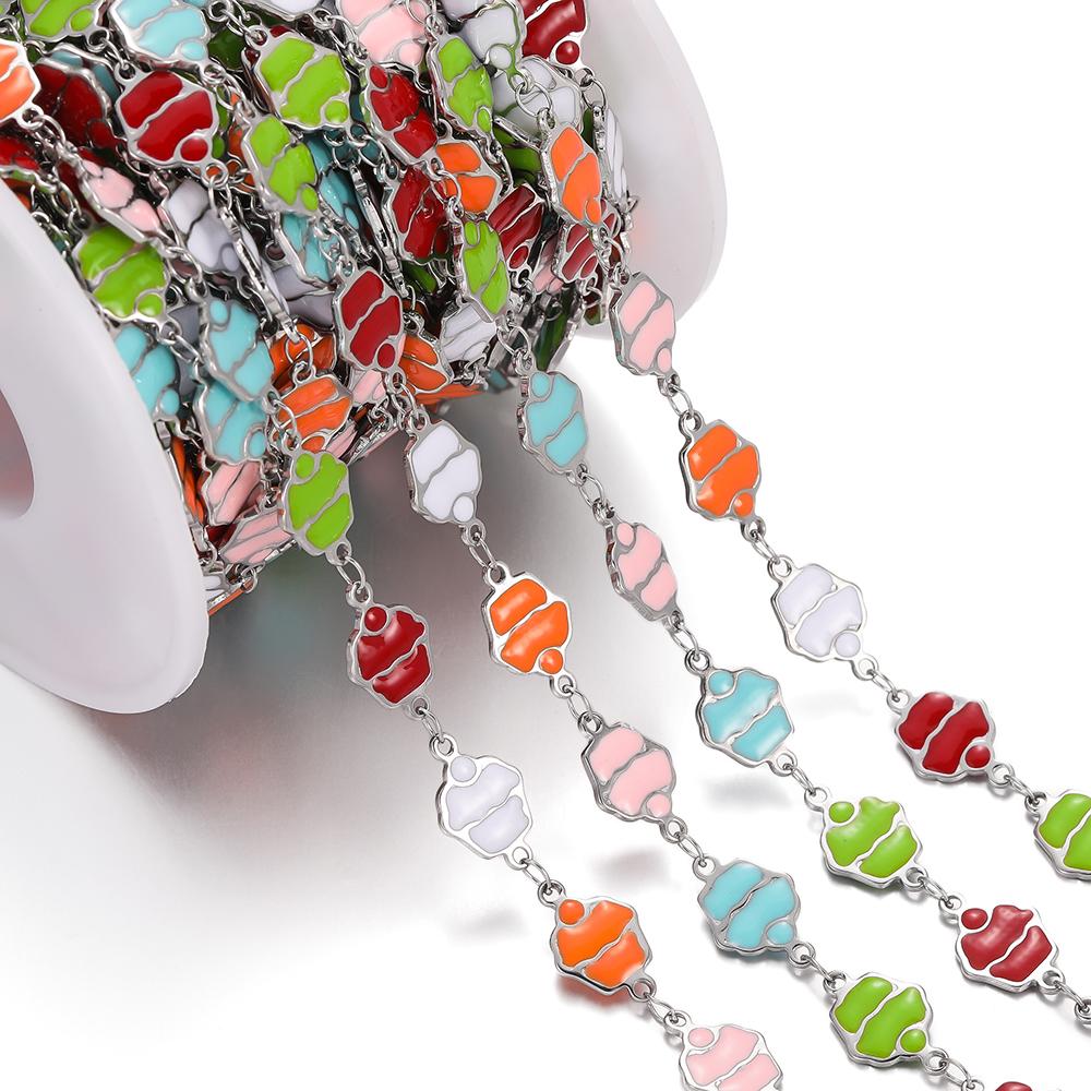 0.5m Colored Stainless Steel Enamel Chains Ocean Style Handmade Chains for DIY Bracelet Waist Chain Jewelry Making Chain