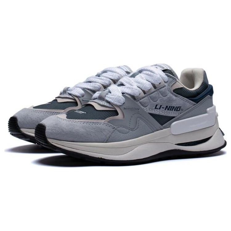 Li Ning 001 Chuxin V2 Wear Resistant Breathable Low Top Sports Casual Shoes Women Sneaker Gray Blue AGCT018-3