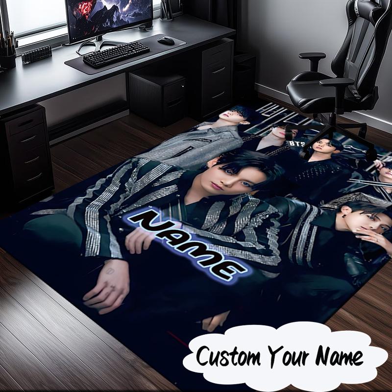 Custom Name K-pop Fashion Carpet, Chair Rug,Area Rug for Office Bedroom living rooms bedroom, Doormat decor Christmas fan gifts