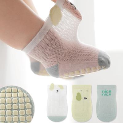 3 Pairs Baby Anti-Slip Socks Summer Thin Mesh Baby Non-Slip Socks Breathable Anti-Slip Socks For Children