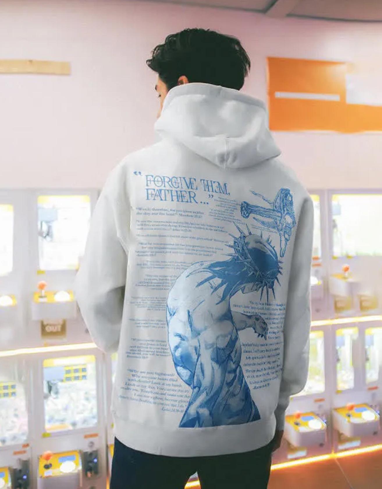 Unisex Fleece-Lined Hoodie with Letter Print and Kangaroo Pocket 4XL