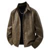 Autumn and winter new clothes men's retro black classic small lapel leather shirt trendy cool jacket versatile