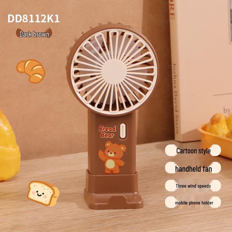 2026 Cartoon Handheld Mini Fan: USB Rechargeable, Portable Phone Holder for Summer Factory/Wholesale/Export/Custom