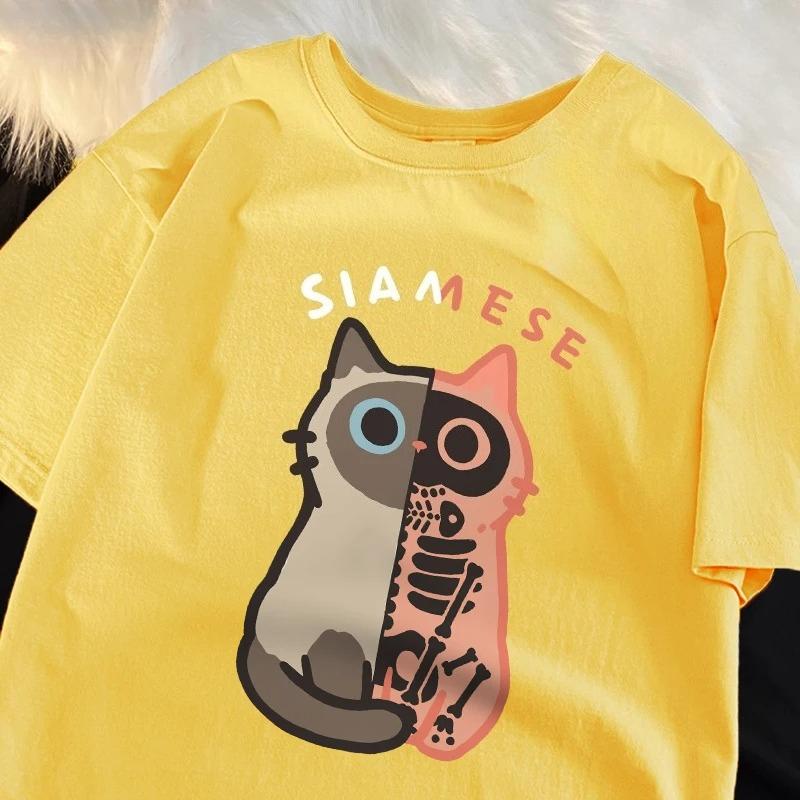 Siamese Perspective Fun Japanese Ins Woman T Shirts Graphic S-Xxxl Tee Shirt Casual Tshirt Leisure Street Tops Women's Clothing