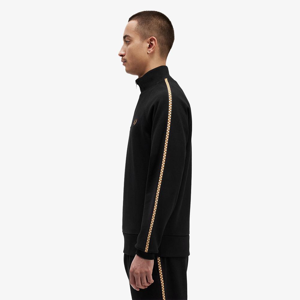 Fred Perry [Sharp] Checkerboard Tape Half-Zip Sweatshirt - Black Afpm2336587-102
