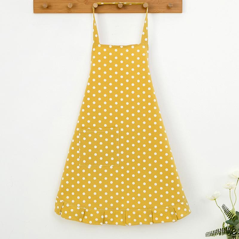 Cute Japanese Style Polka Dot Apron: Breathable, Hanging Neck, Waterproof & Oil-Proof for Kitchen.