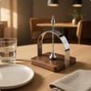 Tabletop Tissue Rack Walnut Wood Stainless Steel Napkin Holder Polished Metal Silver