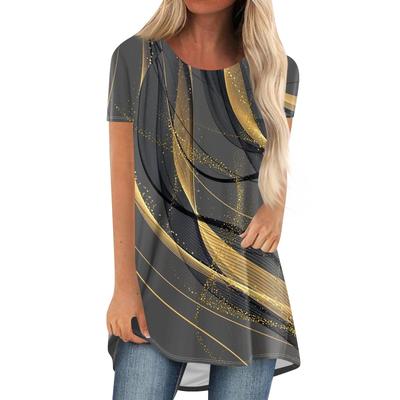 Abstrakter Blitz Grafik 3D Druck T-Shirts Damen Kurzarm T-Shirt Streetwear Übergroße Tunika Y2K Oberteile Tees Damenbekleidung