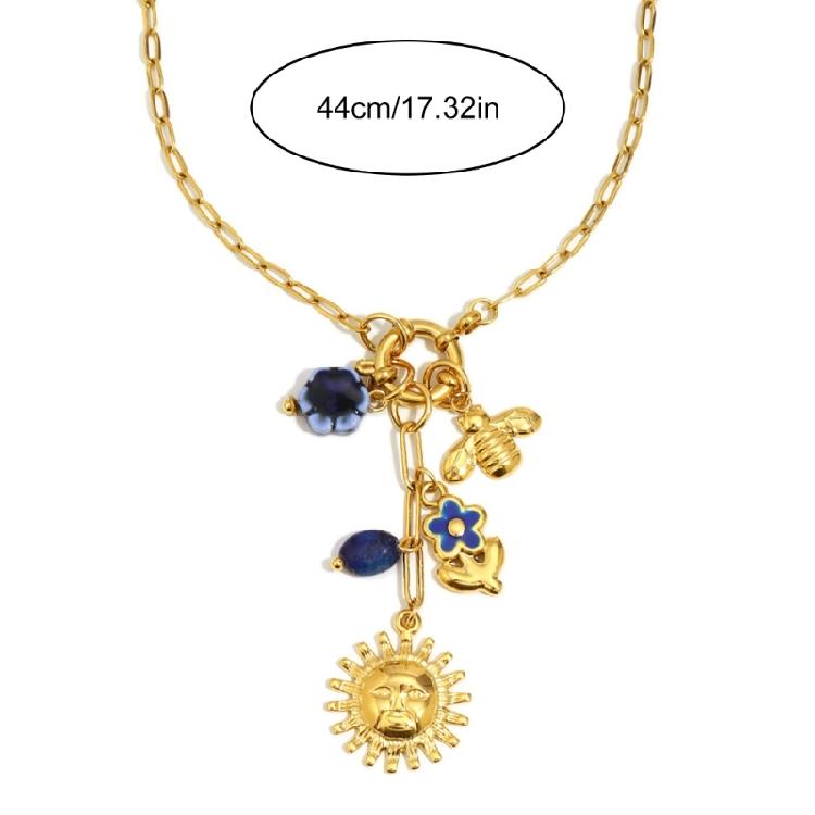 Elegante Bienen Anhänger Halskette Edelstahl Schmuck Französischer Stil Sonnen Anhänger Kette Vielseitig Büro Soziale Anlässe Geschenk Damen