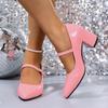 French one-word Mary Jane shoes women's shoes new retro leather shoes temperament shallow mouth pointed single shoes princess wedding shoes wedding