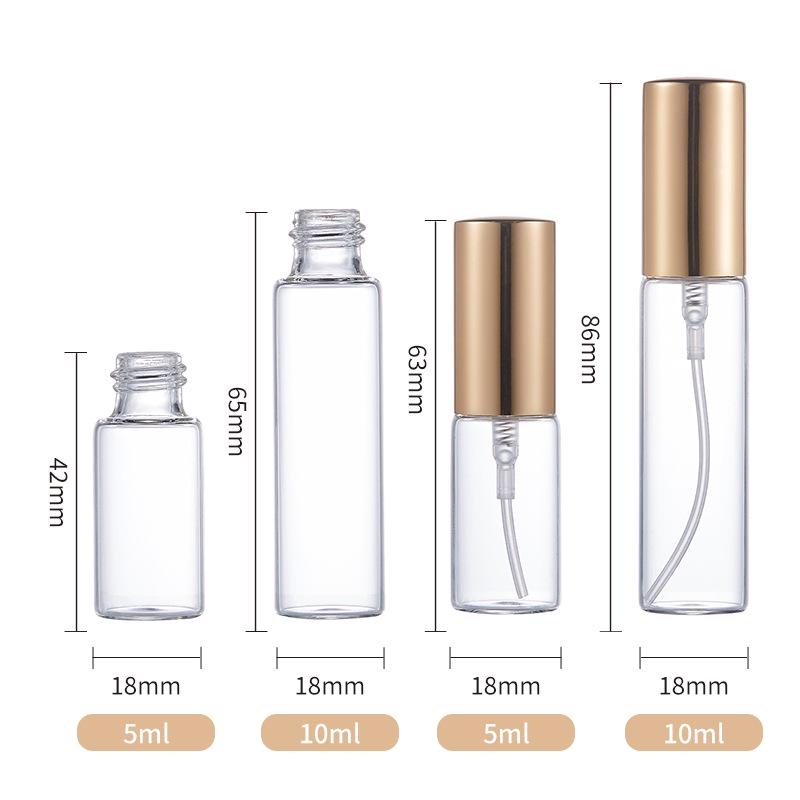 5ml-10ml Glass Perfume Spray Bottle: Portable, Transparent, Refillable, Empty Sample Container.