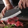 WXCOO Multifunctional Kitchen Knife Forged Butcher Knife Boning Knife for BBQ Cooking Scissor Handmade Wood Magnetic Knife Block